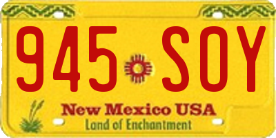 NM license plate 945SOY