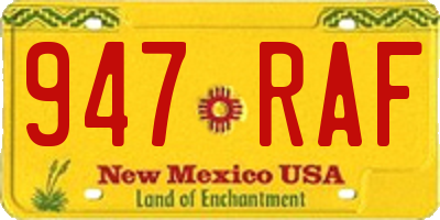 NM license plate 947RAF