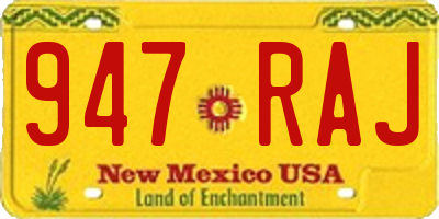 NM license plate 947RAJ