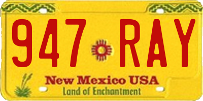 NM license plate 947RAY
