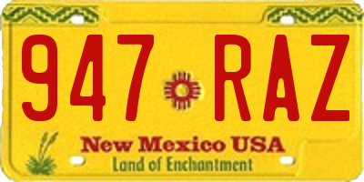NM license plate 947RAZ