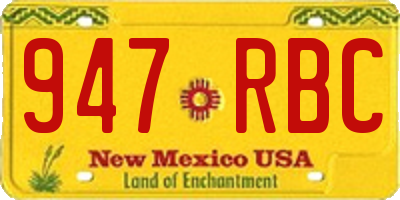NM license plate 947RBC