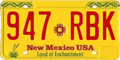 NM license plate 947RBK