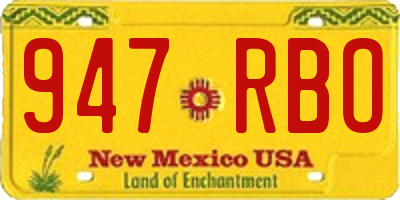 NM license plate 947RBO