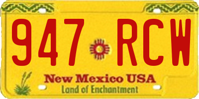 NM license plate 947RCW