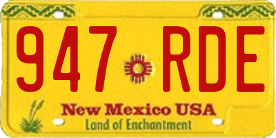 NM license plate 947RDE