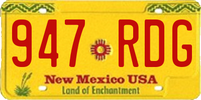 NM license plate 947RDG