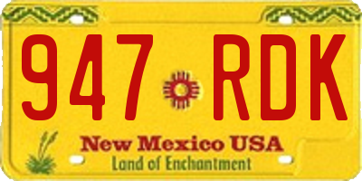 NM license plate 947RDK