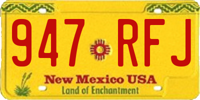 NM license plate 947RFJ