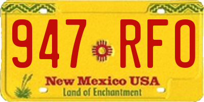 NM license plate 947RFO