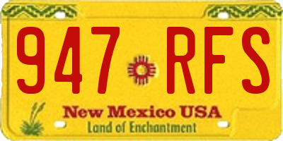 NM license plate 947RFS