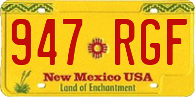NM license plate 947RGF