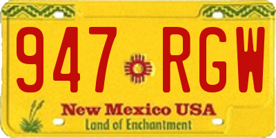 NM license plate 947RGW