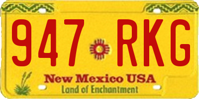 NM license plate 947RKG