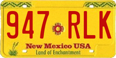 NM license plate 947RLK