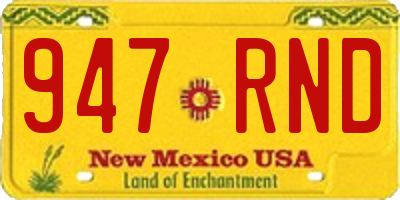 NM license plate 947RND
