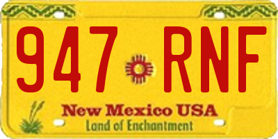 NM license plate 947RNF