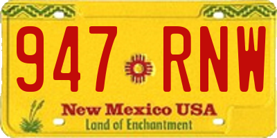 NM license plate 947RNW