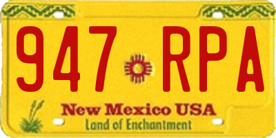 NM license plate 947RPA