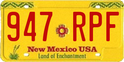 NM license plate 947RPF