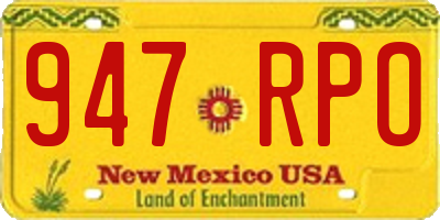 NM license plate 947RPO