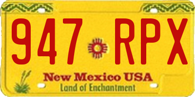 NM license plate 947RPX