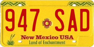 NM license plate 947SAD