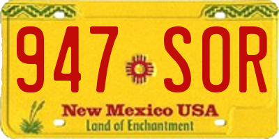 NM license plate 947SOR