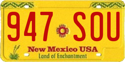 NM license plate 947SOU