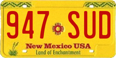 NM license plate 947SUD