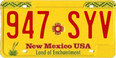 NM license plate 947SYV