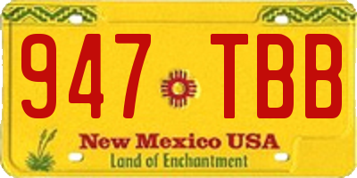 NM license plate 947TBB