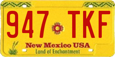 NM license plate 947TKF