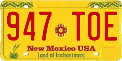 NM license plate 947TOE