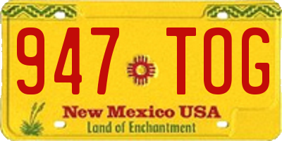 NM license plate 947TOG