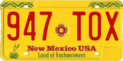 NM license plate 947TOX