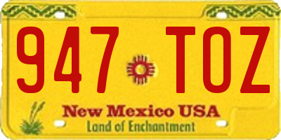 NM license plate 947TOZ