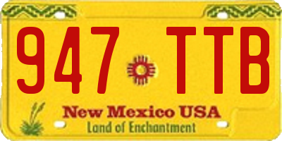 NM license plate 947TTB
