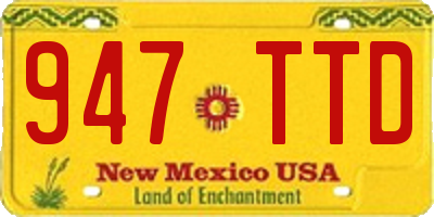 NM license plate 947TTD