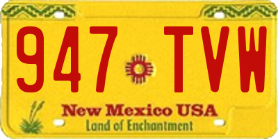NM license plate 947TVW