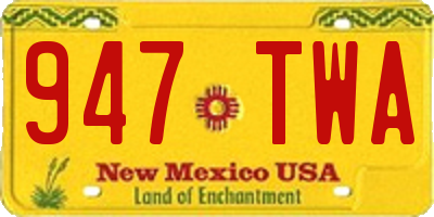 NM license plate 947TWA