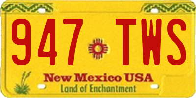 NM license plate 947TWS