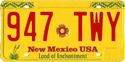 NM license plate 947TWY