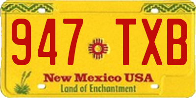 NM license plate 947TXB