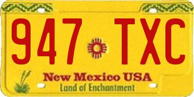 NM license plate 947TXC