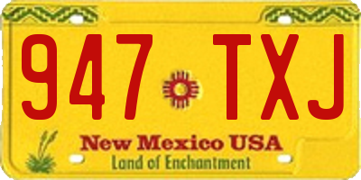 NM license plate 947TXJ