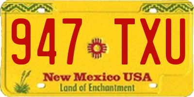 NM license plate 947TXU