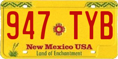 NM license plate 947TYB