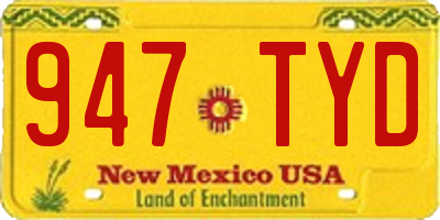 NM license plate 947TYD