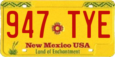 NM license plate 947TYE